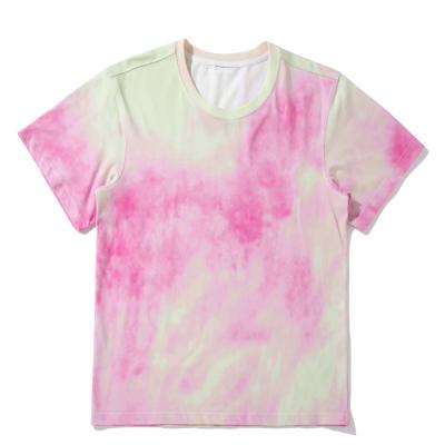 China Large size loose men and women new Hip Hop summer style cotton tie-dye gradient half-wrapped trend short-sleeved T-shirt for sale