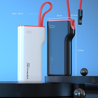 China LED display Konfulon good quality built in cable mobile power bank 10000mah dual inputs and outputs portable power station for smart phone for sale