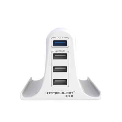 China Konfulon Left USB Multi Charger 4 Port Universal Mobile Phone Wall USB Travel Fast Charging Multi Charger For Mobile Phones for sale