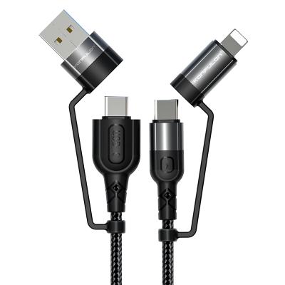 China Konfulon 3A Multi Function SR Anti Cut Nylon Braided USB Data Cable Quick Charging 4 In 1 USB C Cable for sale