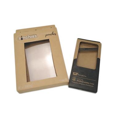 China Recyclable Customized Printing Packaging Phone Case Display Kraft Paper Box With Window Cell Phone Case Retail Packaging for sale