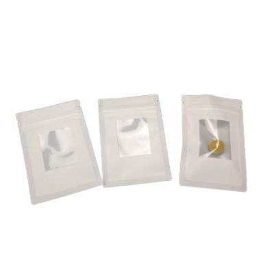 China Moisture Proof Resealable Zipper Small Glossy Finish Three Side Seal Pouch For Makeup Packaging White Mylar Earring Plastic Bags With Clear Window for sale