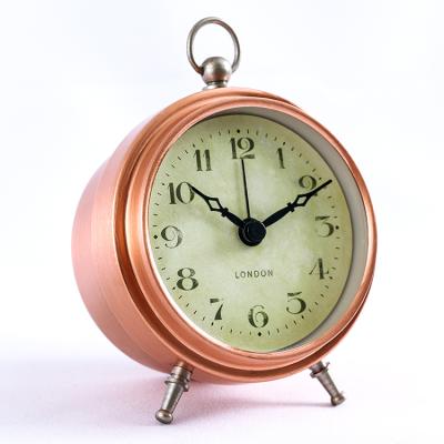 China Retro Style Antique Vintage Metal Quartz Copper Alarm Clock for sale