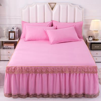 China 2022 HOT SALE Three-Piece Set of Princess Style Mattress Skirt Bed Sheet Non-Slip Dustproof Pillowcase Bed Sheet for sale