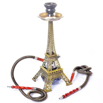 China Hookah Shisha Smoking Amazon Metal Paris Tower Type Hookah Set With Ceramic Bowl Double Hose Glass Base Charcoal Tongs Hookah Hookahs Chicha Shisha for sale