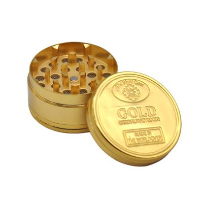 China New Arrival Diameter 48mm Diameter 48mm Portable Handheld Type Gold Coin Tobacco Herb Grinder Zinc Alloy Grinder Portable Hand Held Type for sale