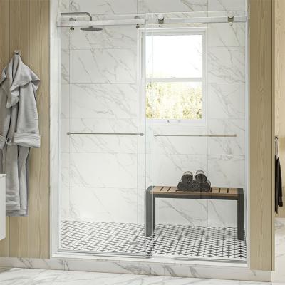 China Slide Smoothly Swept Stainless Steel Shower Room Frameless Glass Bath Double Sliding Shower Doors Shower Glass for sale