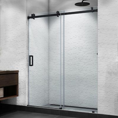 China Factory Outlet 10mm Tempered Glass Black Frameless Sliding Shower Door Modern Shower Enclosures for sale