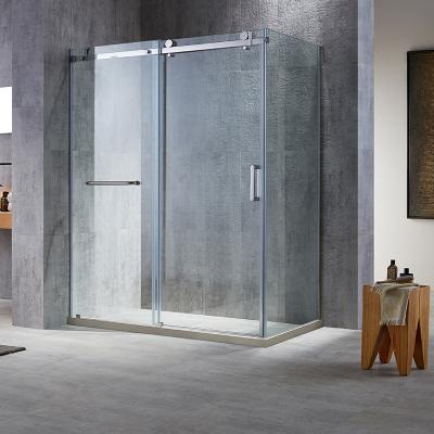 China Modern Custom Frameless Single Glass Aluminum Alloy Enclosure Room Doors Double Slide Sliding Shower Door for sale