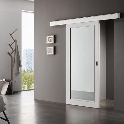 China Silent Tempered Glass Aluminum Alloy Single Sliding Barn Doors Frame Windproof for sale