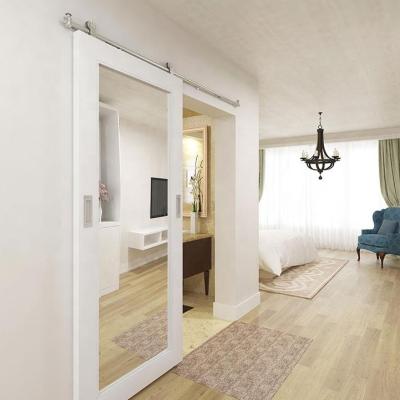 China Latest Design Good Price Custom Wood Interior Mirror Windproof Door White Barn Doors for sale