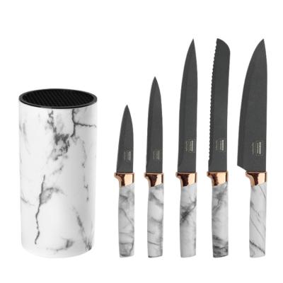 China Sustainable Kitchen Knife Set Stainless Steel Six-Piece Set Cooking Chef's Knife Bread Fruit Cutter and Knife Holder Kitchen Tools for sale