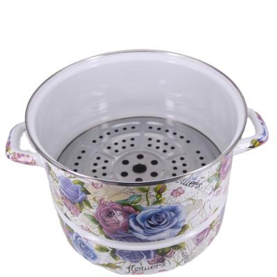 China Factory price sale viable cookware whole sets enamel pot cooker steamer for sale