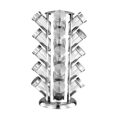 China Sustainable Tower - Shaped Revolving Spice Jar Rack Stainless Steel Seasoning Bottles Pepper Sugar Shakers Kitchen Spice Tools for sale