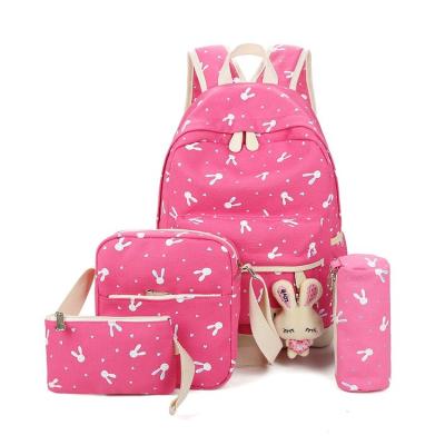 China 2018 Latest Fashion Canvas Model Backpack 4pcs Set Backpack Canvas Bag for sale