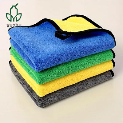 China Disposable Blue Thicken Microfiber Car Wash Towel For Cleaning Cloth for sale