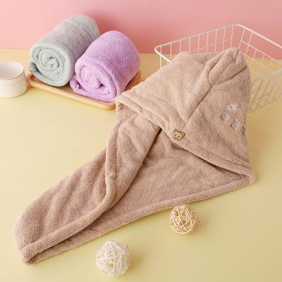 China Viable Woman Hair Coral Velvet Drying Towel Bath Magic Quick Dry Hat for sale