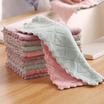 China Disposable Absorbent Thick Microfiber Dish Cleaning Cloth Kitchen Towel for sale