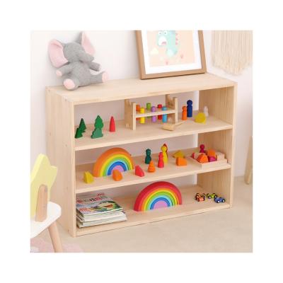 China Modern Minimalist Solid Wood Kindergarten Shelf Baby Room Cabinet Finish Children's Room Toy Storage Rack Rack for sale