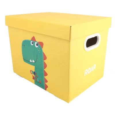 China Materials Factory Direct Sales Recycled Cartoon Yellow Pattern Storage Folder Sturdy Paper Foldable Box For Clothes for sale