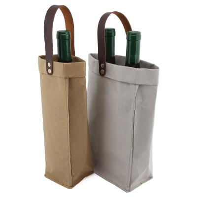 China 2022 Recycled Materials New Arrival Simple Design Large Capacity Washed High Grade Recycled Kraft Paper Bags With Handles for sale