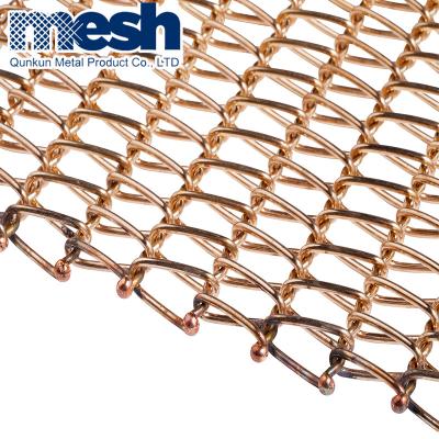 China Corrosion Resistance Copper Tie Mesh Cladding Balance Weave Flat Spiral Wire Belt for sale