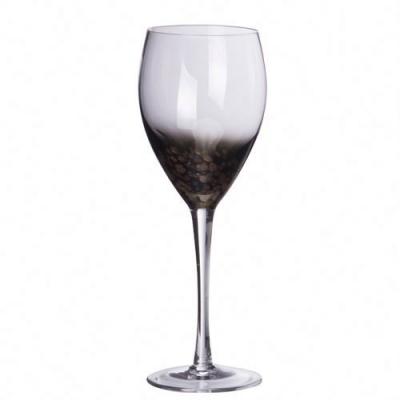 China Handmade Wine Glass Cup Black Color Base And Gold Handmade Dots for sale