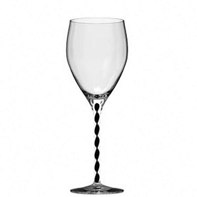 China Handmade Classic Shaped Crystal Wine Glass Cup With Black Swirl Stripe In Stem for sale