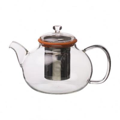 China Traditional clear glass wholesale teapot with silicone and SS filter. for sale