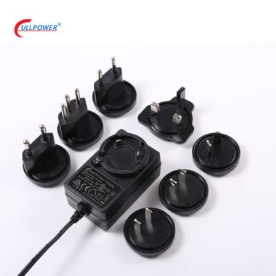 China UL62368 CCTV CE PSE kc Certificates 12V 2A 2.5A 24V 1A 1.25A Sockets Interchangeable AC DC Power Adapter for sale