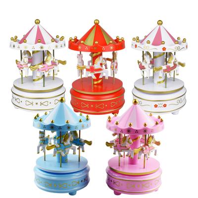 China Environmental Friendly Carousel Music Box, Small Carousel Musical Box with Classic 4 Horses Decor for Christmas Wedding Birthday Gift for sale