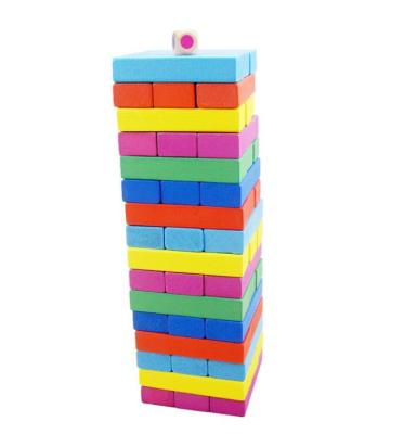 China Wooden DIY Building Brick Blocks Stacking Game Colorful Tower Building Block Montessori Balancing Puzzles Toys Learning Matching Family Games for sale