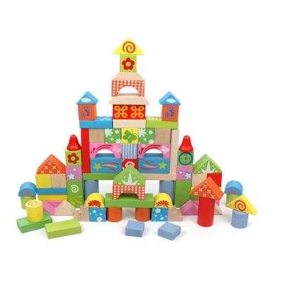 China Toy Kids Wooden Building Blocks Construction Toys Set Stacking Bricks Board Games Montessori Educational Toy For Toddlers for sale