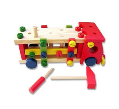 China Wooden Toy and Vehicle Tool Kit in Wooden Building Set Cute Wooden Car Model Building Game Set with Bolts and Nuts Tools Educational Building Toy for 3 Years for sale