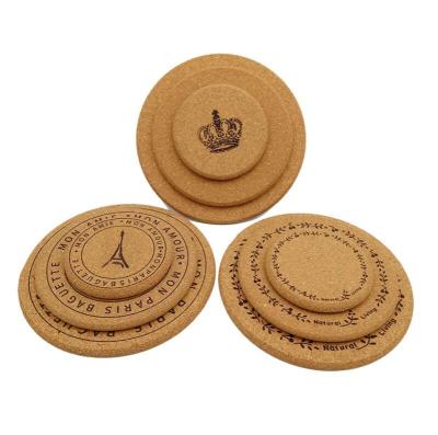 China China Natural Thick Cork Coasters for Drink, Mugs Cups Display for Friends Living Room Decor Apartment Decor, Holiday Party for sale