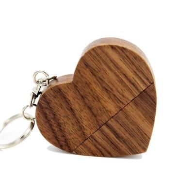 China Festival Promotion Gifts Shape Heart Shape Wooden USB 2.0 Drive Data Storage Memory Stick USB Flash Stick Pendrive With Wooden Box for sale