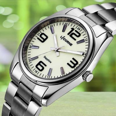 China LICORNE brand LT132 day/date green top dial stainless steel case luminous hands waterproof men quartz watch for sale