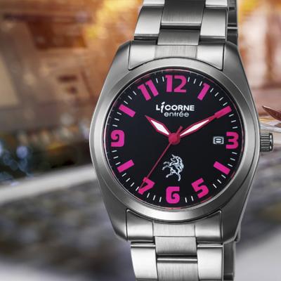 China Day/Date Top Brand LICORNE RTS Ready To Ship 316L Stainless Steel Case And Band Black Thin Dial Watch Quartz for sale