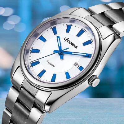 China LICORNE brand LT132 elegant quartz wristwatches day/date stainless steel case top white blue index dial watches for sale