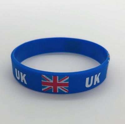 China 2020 new designs artificial brexit celebration fashion UK country flag silicon wristband, 202*12*2mm, total 7 sizes for sale