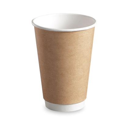 China 16oz Double Wall Disposable Imported Kraft Paper Disposable Cups for sale