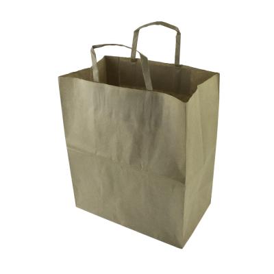 China Large Disposable Hold Capacity Paper Kraft Bags Brown Color Commodity Shopping Bag for sale