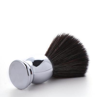 China Shaving Brush Shiny Silver Metal Handle Men's Black Color Badger Hair Shaving Brush With Customized Logo for sale