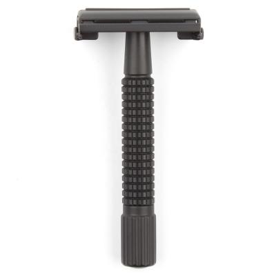 China Matte Black Double Edge Safety Razor Long Handle Single Handle Short Blade Manual Razor For Wet Shaving for sale