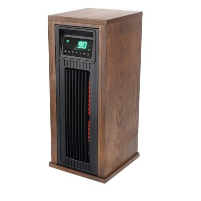 China Manufacturer 1000w 1500w Fast Heating Chinese Infrared Wooden Tower Heater Fan Heaters Home Room With LED Display for sale