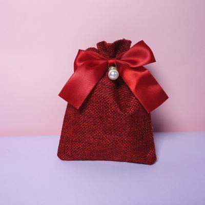 China Wholesale Promotional Burgundy Webbing Handled Canvas Bags For Gift for sale