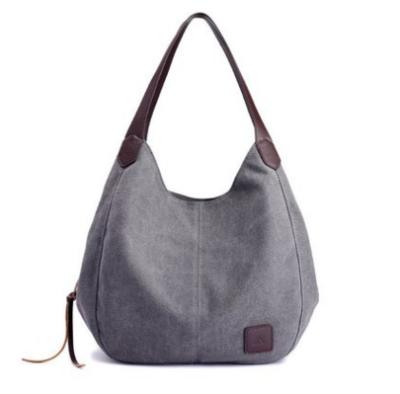 China Fashion Shoulder Bag Women Canvas Handbag Lady With Leather Handle for sale