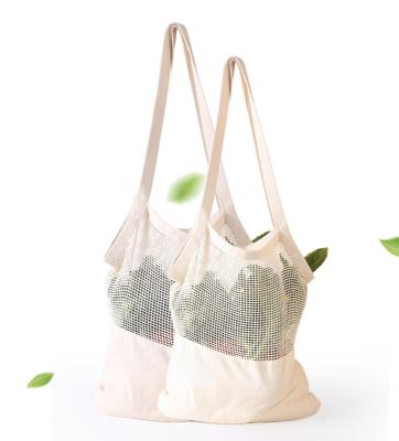 China Hot Sale Custom Reusable Organic Cotton Handled Mesh Bag for sale