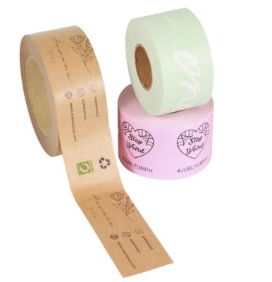 China Custom Printed Anti-Static Logo Fragile Gummed Reinforced Self Adhesive Water Activated Paper Tape Wrapping Wrapping Paper for sale