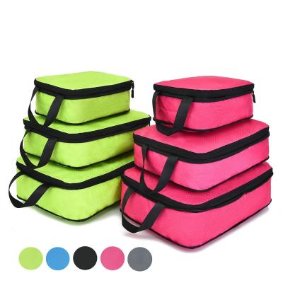 China Space Expansion YZAOLL Unisex Compression Packing Cubes Bags Set 3pcs Letter Pattern Travel Luggage Organizers with Zipper Closure Perfect Gift for sale